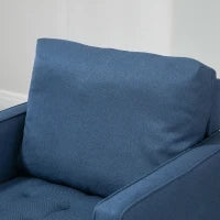 Poltrona Moderna in Tessuto Effetto Lino, Struttura in Legno e Imbottitura Spessa, 76x70x87cm, Blu
