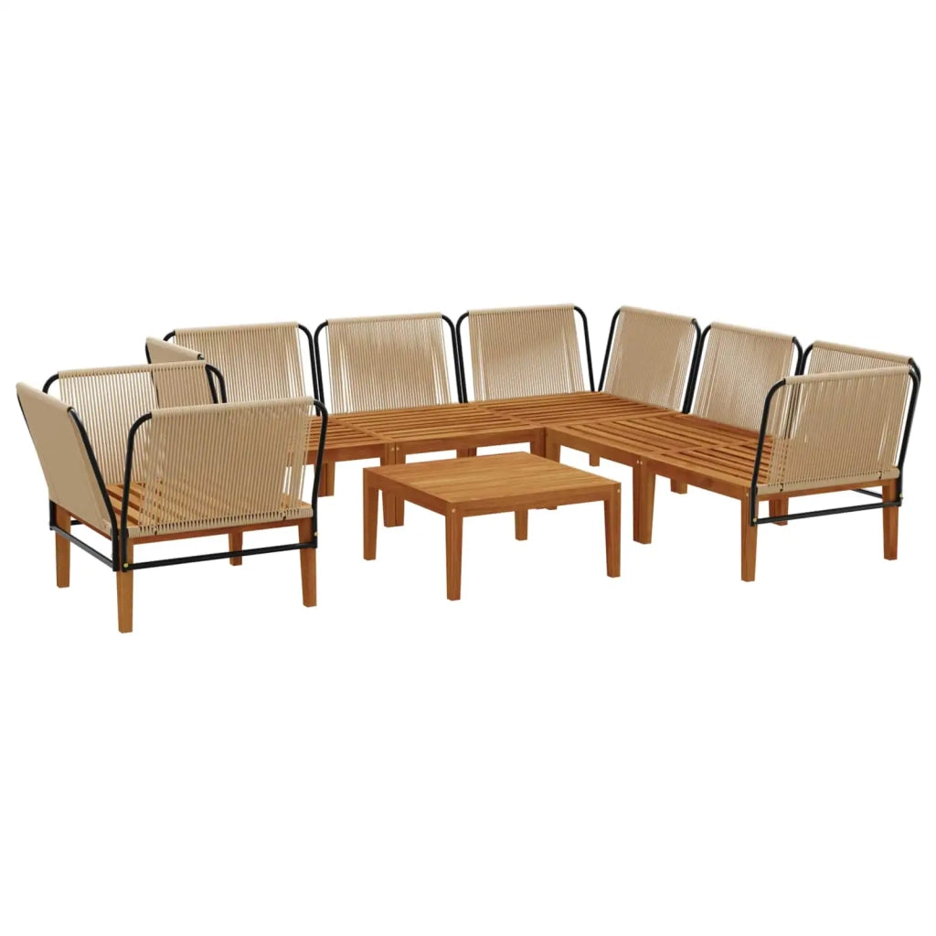7 pcs Legno massiccio di acacia e corda Naturale 3407770