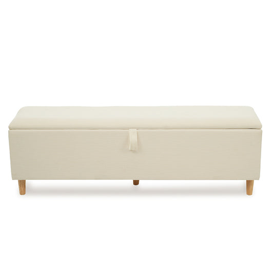 Banquette letto con contenitore - Xylo - 145x38cm - Beige - Rialzo idraulico tessuto spigato