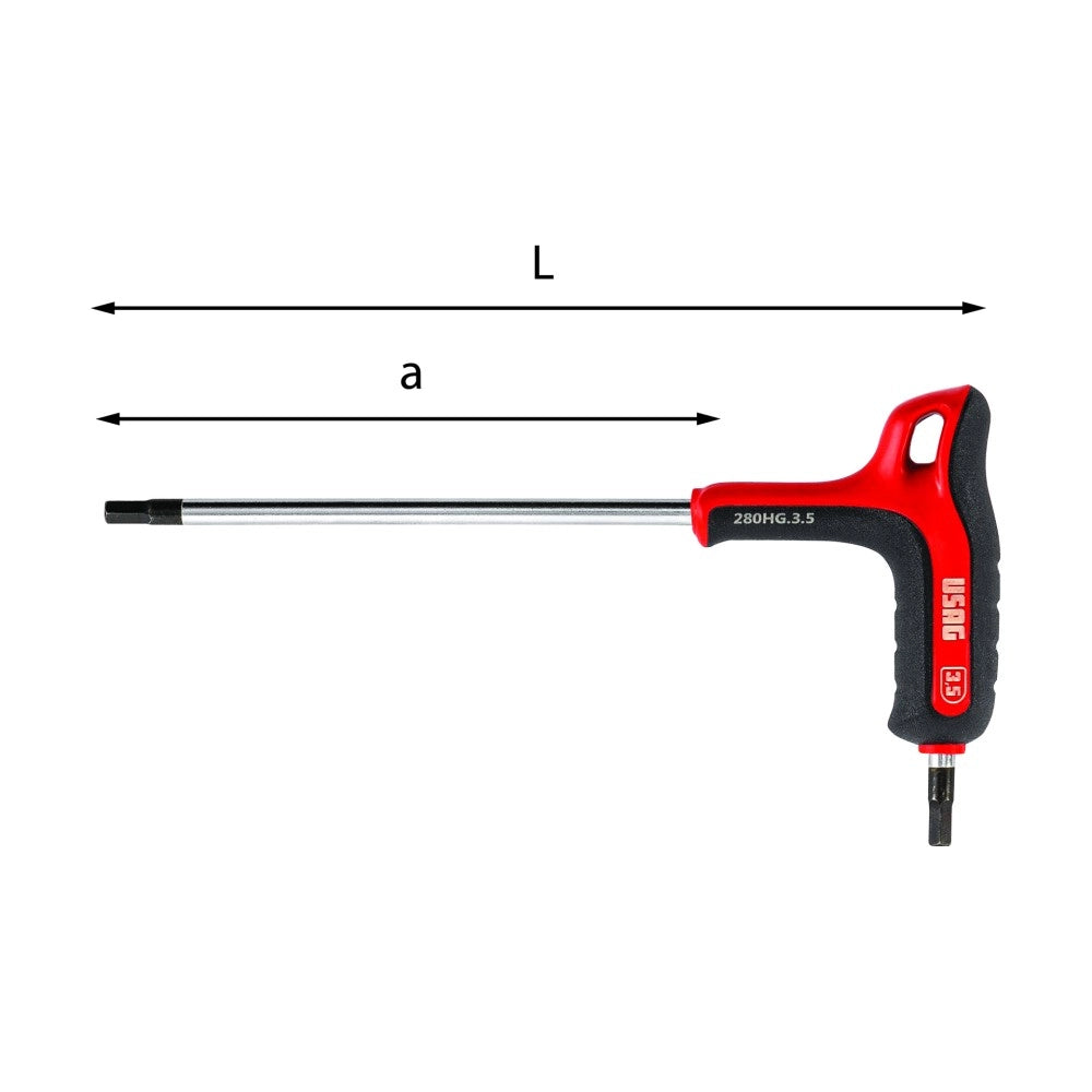 Usag art. 280hg chiave maschio esagonale da 5,0mm con impugnatura bimateriale