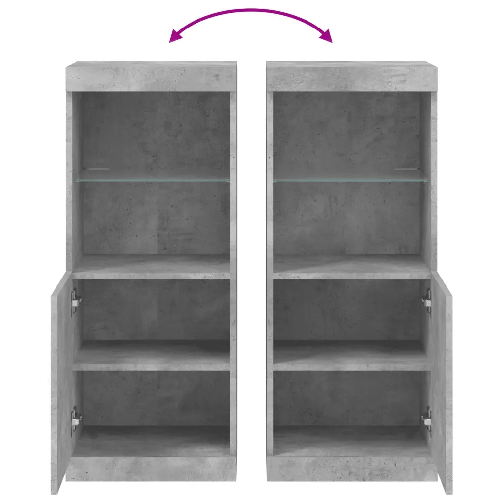 Credenza | Madia | Buffet da pranzo | Armadio da pranzo con Luci LED Grigio Cemento 41x37x100 cm