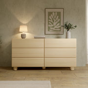 Madia Hana, Credenza 6 Cassetti, 160x38x80h cm Marrone Rovere
