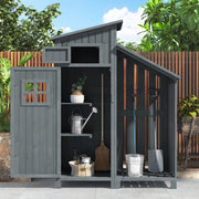 Baracca da giardino Armadio da giardino Armadio da giardino; Altezza x Larga: 124x46 cm; Altezza 124x46x174cm; adatta anche a piccoli giardini; Grigio; (capanna in legno; 1 pezza; capanno da giardino)
