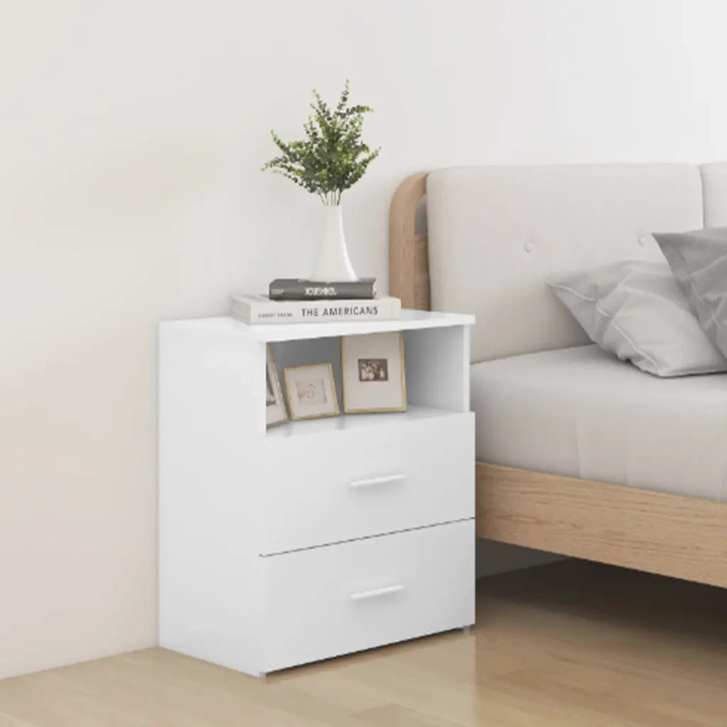 Comodini 2pz Bianchi 50x32x60 cm 803273