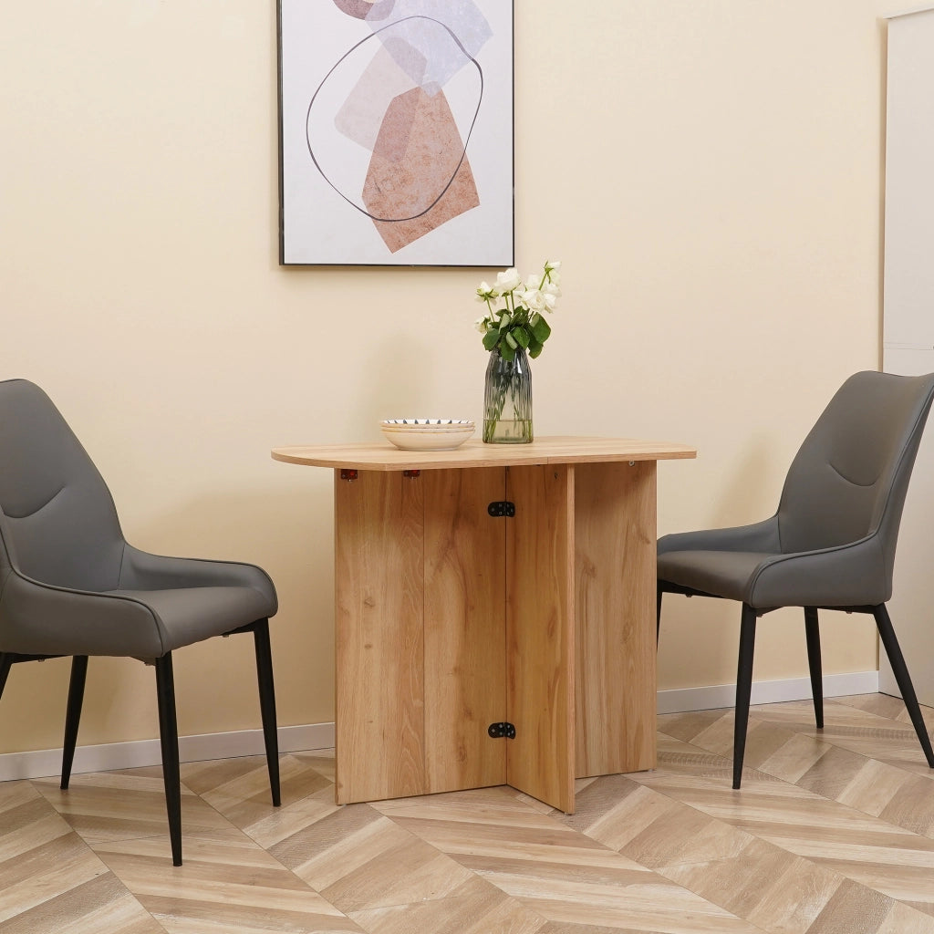 Tavolo da Pranzo Pieghevole Salvaspazio in Legno, 90x60x74cm, Quercia
