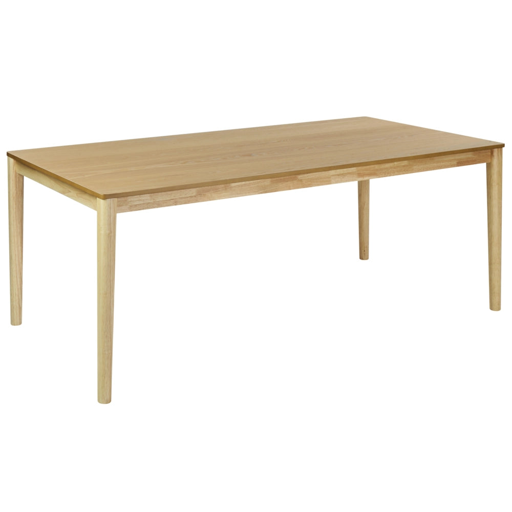 Tavolo da pranzo in legno di frassino naturale MDF gomma 200 x 100 cm Gambe in legno Piano rettangolare impiallacciato Finitura naturale