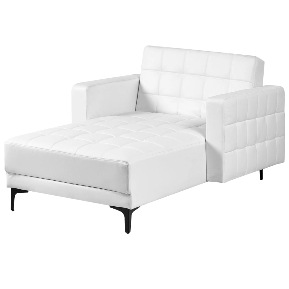 Chaise longue in ecopelle bianco Soggiorno stile moderno reclinabile Bracci a binario