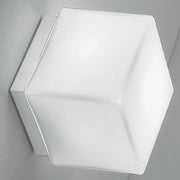 Dado Lampada da Parete o Soffitto Quadrata in Metallo Bianco Opaco con Diffusore in Vetro Triplex Opale Satinato, Attacco E27, Dimensioni 16x16x16.5cm