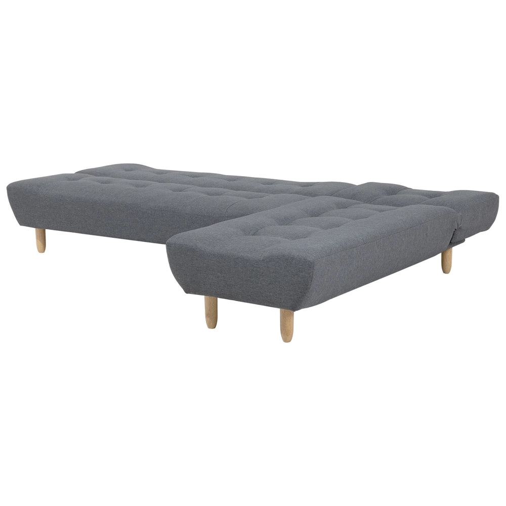 Divano Angolare Rivestimento In Tessuto Grigio Scuro Gambe In Legno Chiaro Chaise Longue versione sinistra 4 Posti