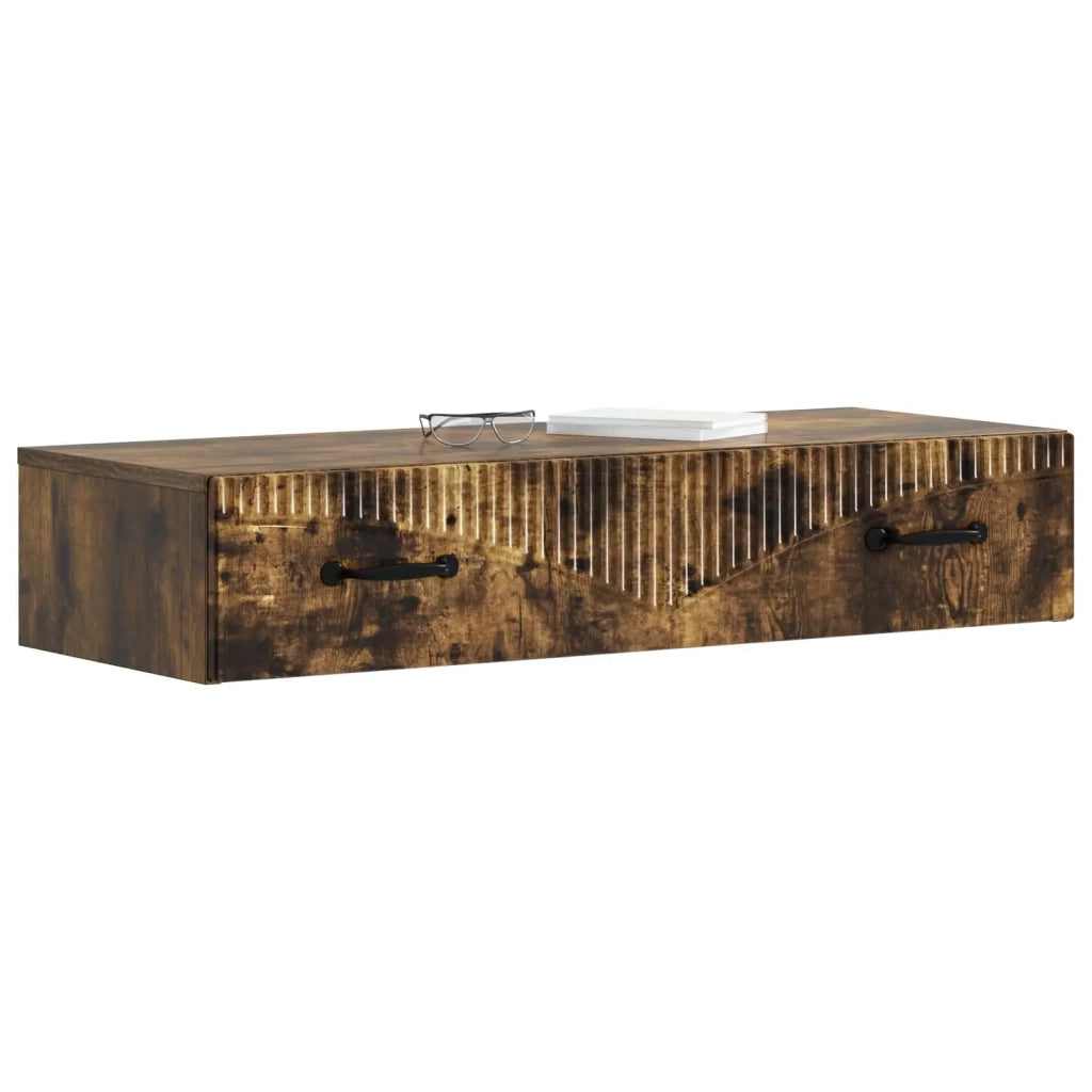 Tavolino da Parete Laterale Rovere Fumo 87,5 x 34,5 x 17 cm 899010