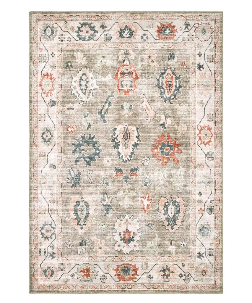 Tappeto arredo casa ZIEGLER 03 verde salvia cm.115x175 riproduzione disegno persiano classico in stile vintage. Tappeto lavabile e antiscivolo per ingresso, soggiorno, camera da letto.
