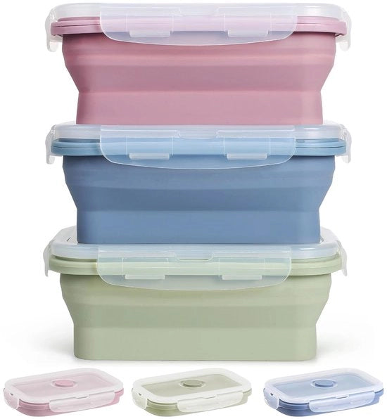 Set di 3 contenitori a scompatto 550 ml - Sostenibile e pratico per la conservazione degli alimenti