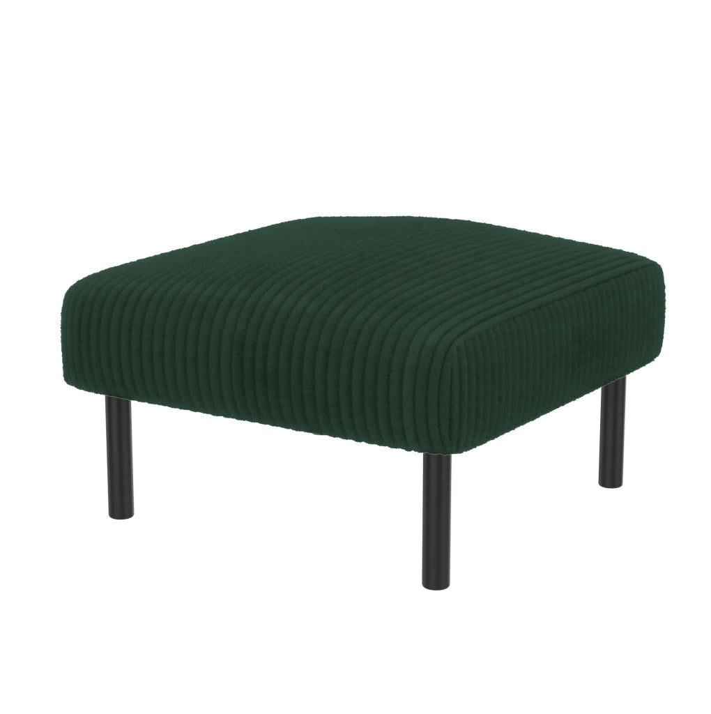 Pouf poggiapiedi in velluto a coste con struttura in metallo; 56 x 51 x 39 cm; verde smeraldo