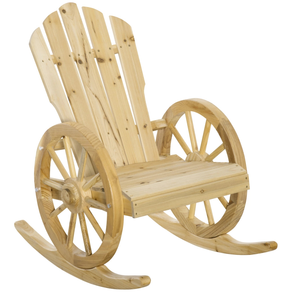 Sedia a dondolo in legno ¨C zephmum ¨C design ruota di carro, abete, 68x88x92 cm