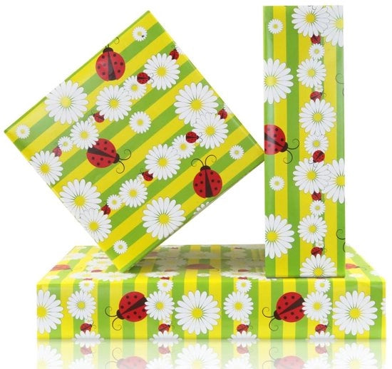 Pacco regalo per bambini - Cadeaupapier per festa di compleanno - Involucro per regali - 4 fogli - Disegno di fiori