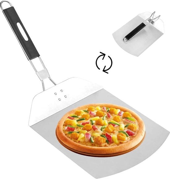 Pizzasnijder in acciaio inossidabile con maniglia ripiegabile - pietra per pizza e cucchiaio per pane