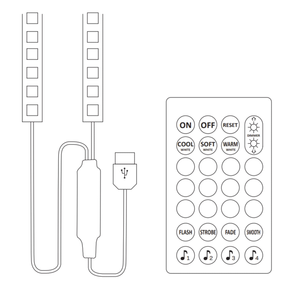 Striscia LED RGBW-TV 2x1m USB5V telecomando musica Polux
