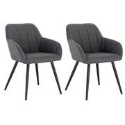 Sedie da pranzo in lino set da 2 pezzi modello elegante grigio scuro 19_0000332