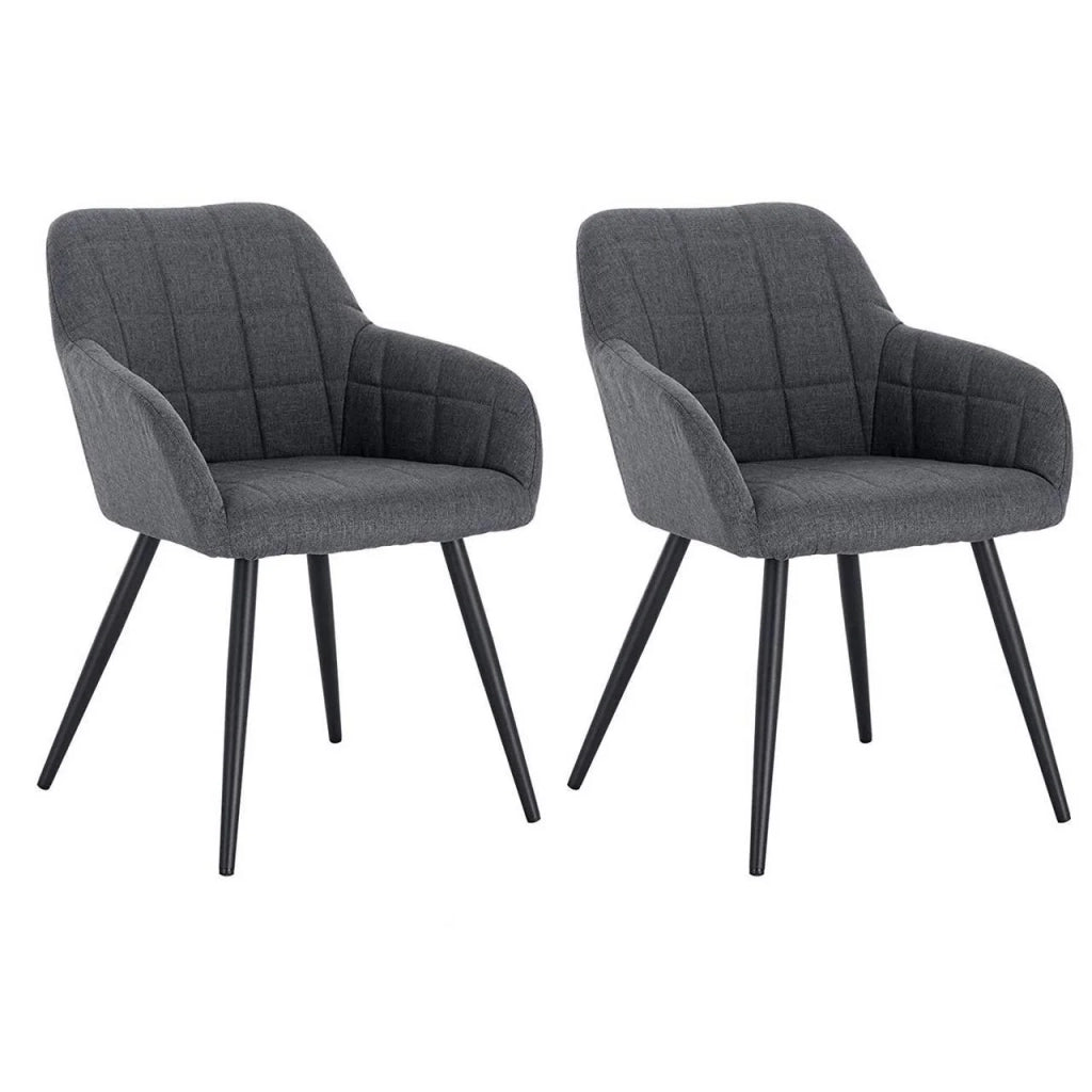 Sedie da pranzo in lino set da 2 pezzi modello elegante grigio scuro 19_0000332