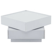 Tavolino da caffè con piano girevole a 360° e 2 cassetti per soggiorno bianco 60×60×38 cm
