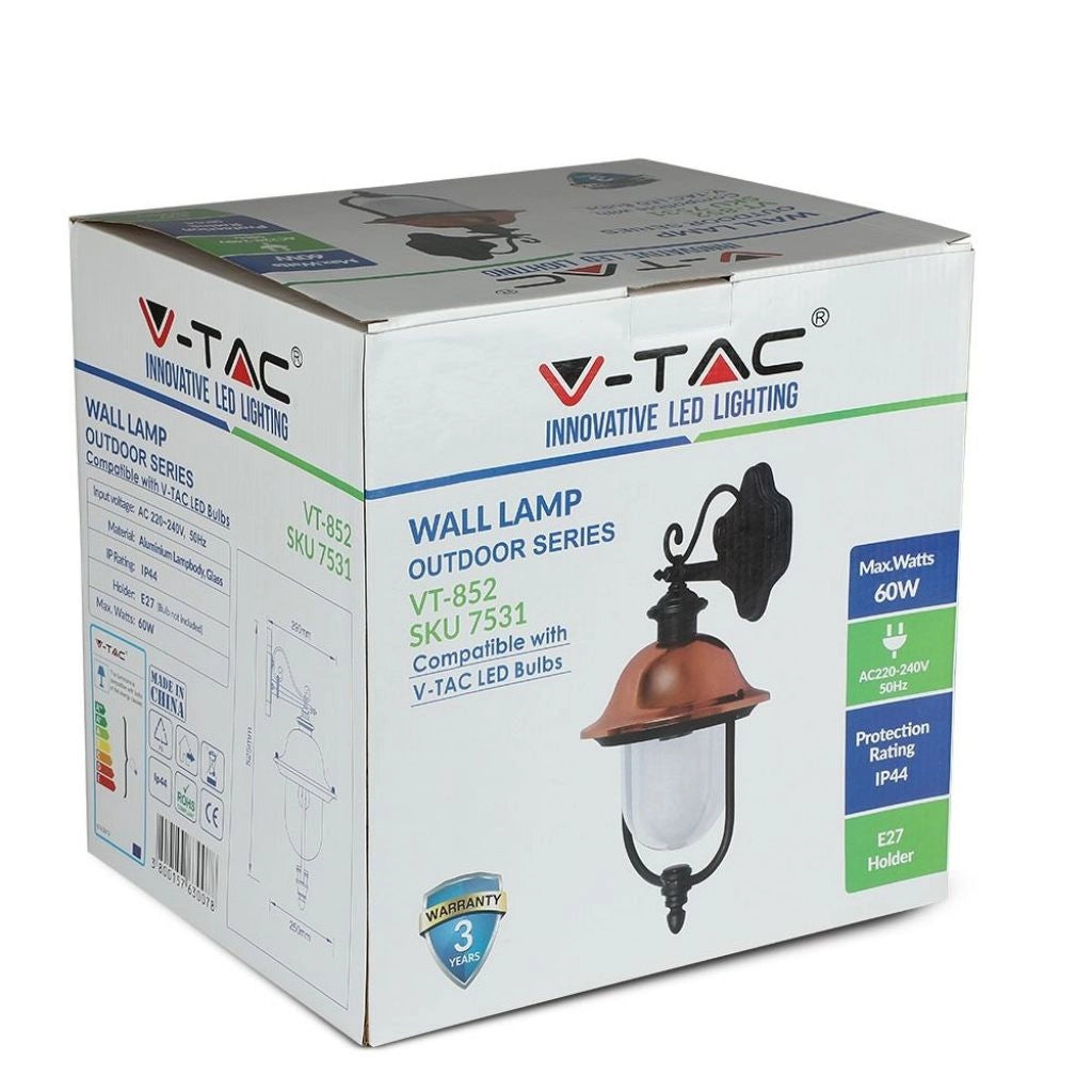 Lampada murale E27 con copertura trasparente per PC