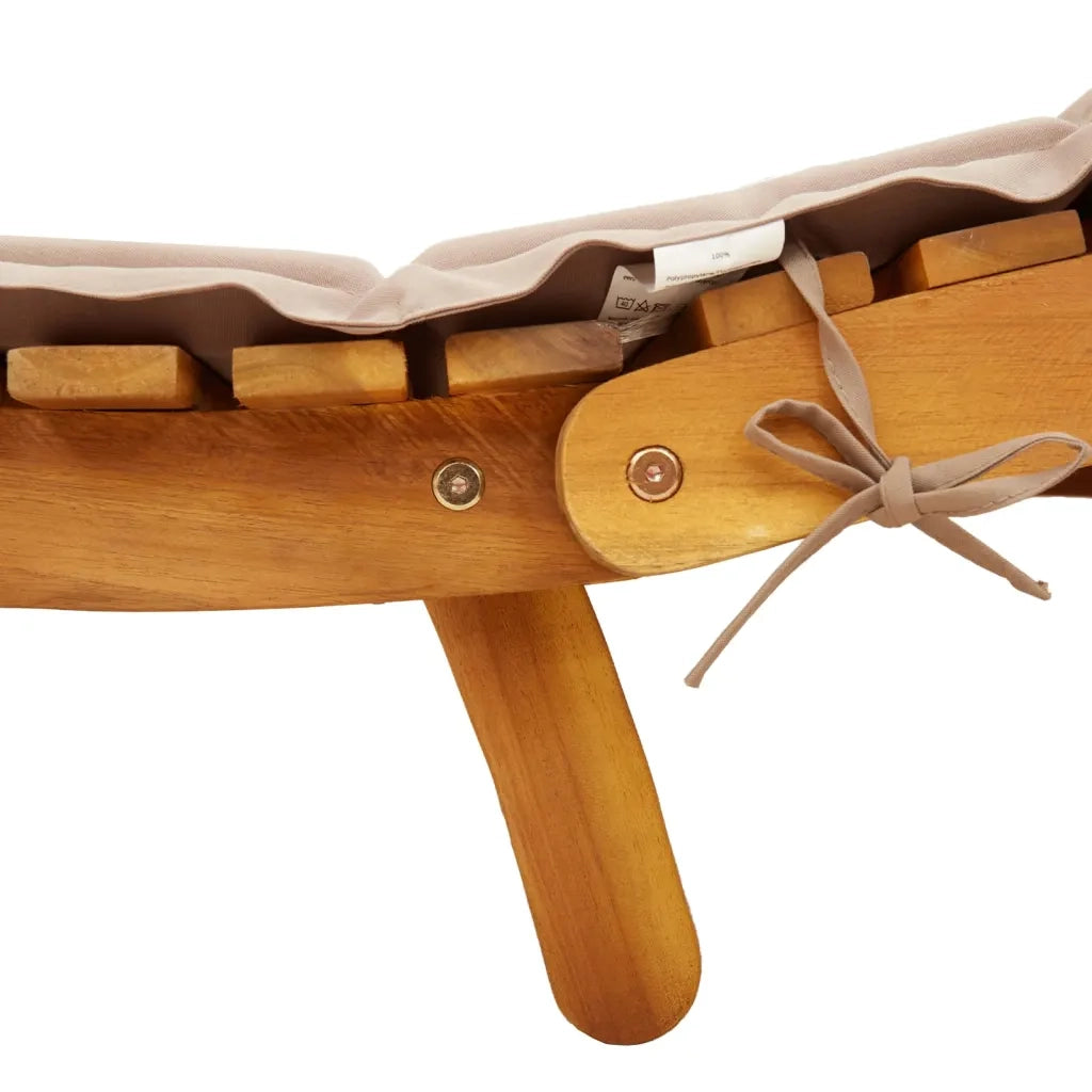 Lettino Prendisole con Cuscino Tortora Legno Massello di Acacia 367636