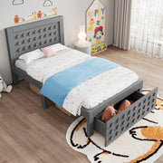 Letto bambino-Xylo-90x200 cm-design a blocchi, cassetti, contenitore, grigio, senza materasso