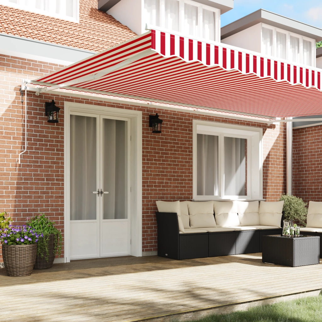 Tenda Retrattile Automatica a Righe Rosse e Bianche 500x300 cm