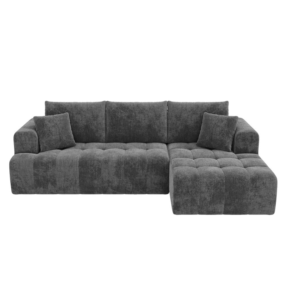 Divano Angolare Modulare ¨C Xylo ¨C Grigio, Tessuto Chenille, Design Basso