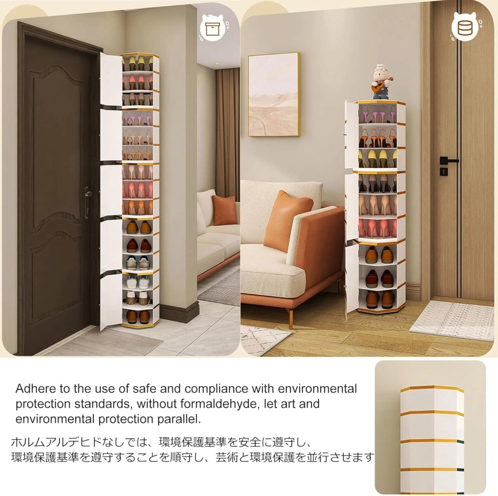 scarpiera Armadietto organizer per scarpe girevole a 360 gradi con ante - Scaffale moderno per scarpe da ingresso per corridoio dell'armadio di casa - Scaffale stretto indipendente, soluzione di