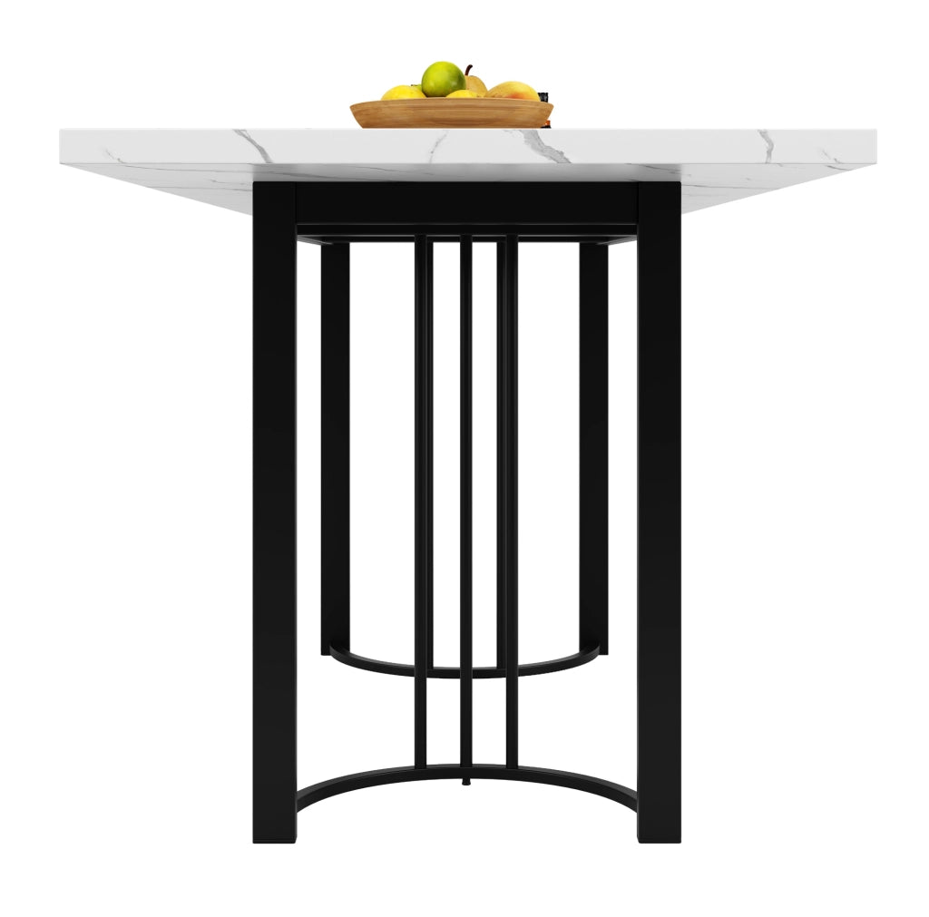 Tavolo da pranzo allungabile 140-179.5x80x75.5 cm; MDF; metallo; bianco/nero