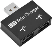 Adattatore USB - connettore USB - dividerso USB - caricabatterie doppio - nero - adattatore USB 2.0 - ideale per uso mobile - formato compattibile