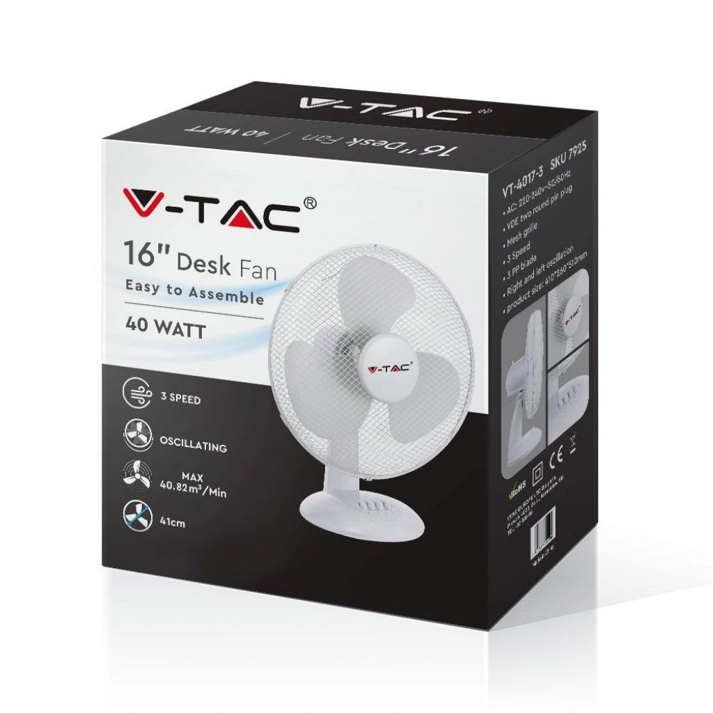 Fan di scrivania da 40 W con Kock Down Base 4 pulsanti 3 lame (16 pollici)