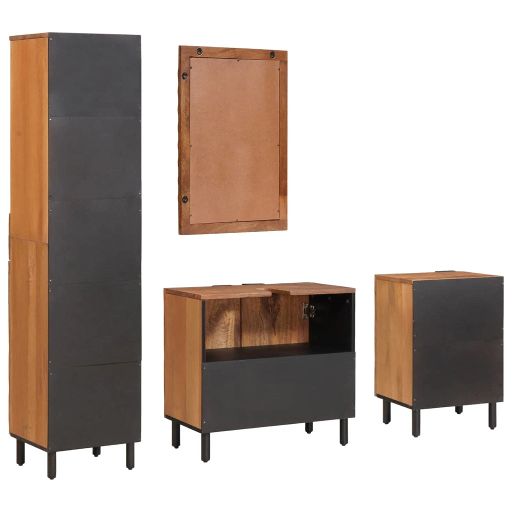 Set da Bagno con cassetto con porta 4 pcs Acacia Marrone Winish 3310038