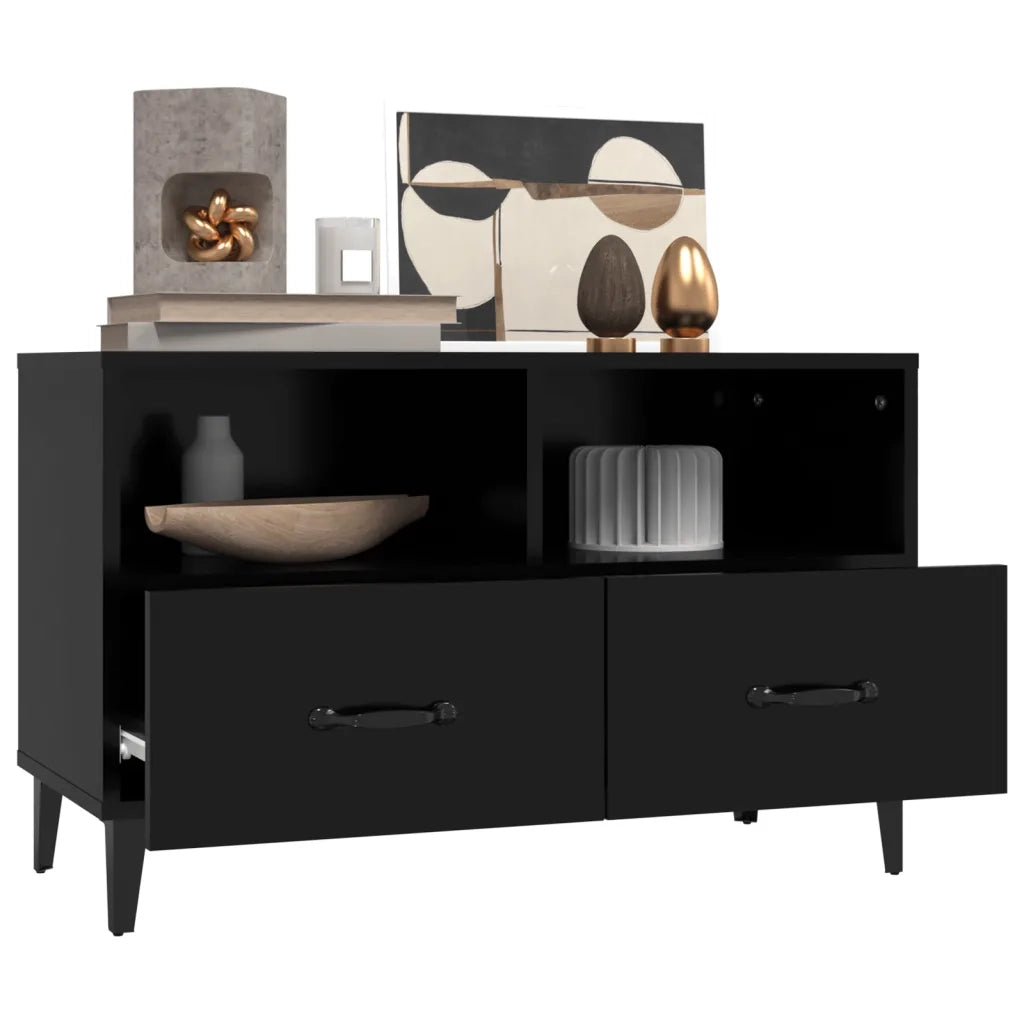 Mobile Porta TV Nero 80x36x50 cm in Legno Multistrato 812592
