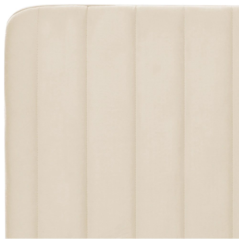 Letto in velluto beige UE Matrimoniale 140 x 200 cm Testiera Imbottita con Gambe in metallo Design moderno