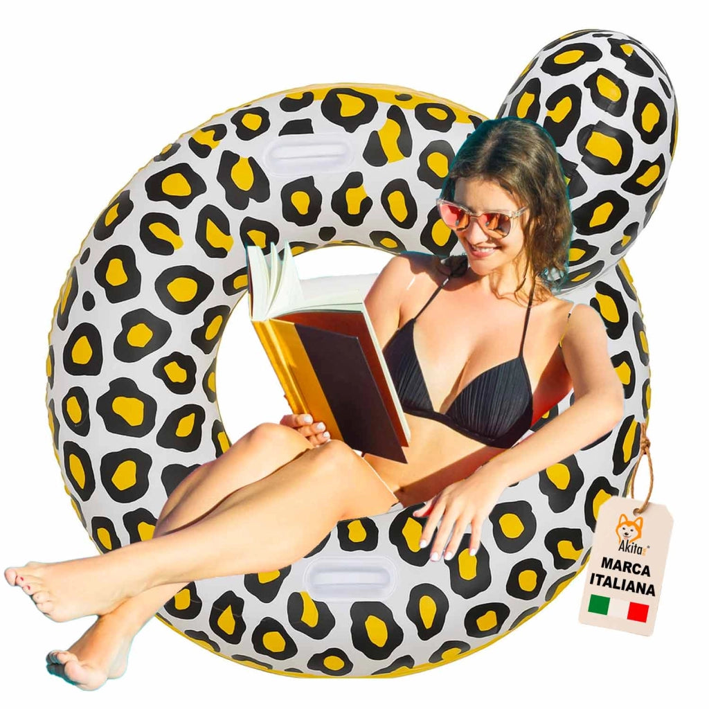 Akitaink Ciambella Salvagente Leopard 107 cm con Maniglie