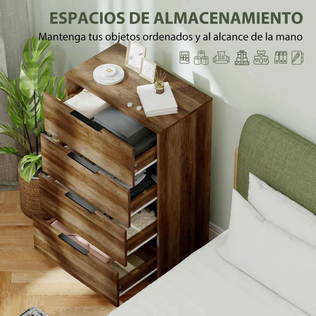 Cassettiera Comodino ¨C Zephmum ¨C 62x35x105 cm Legno Naturale