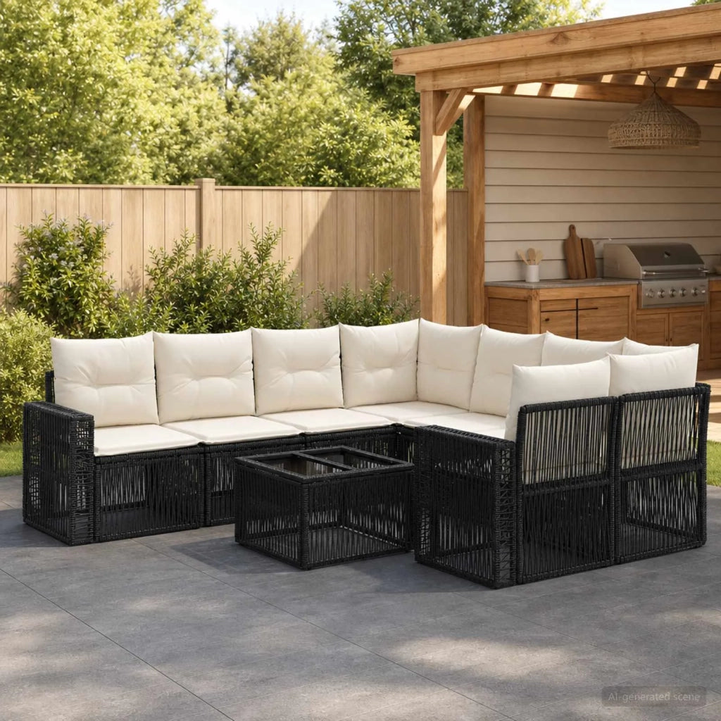 Set Divano da Giardino 9 pz Nero polyrattan 3435070