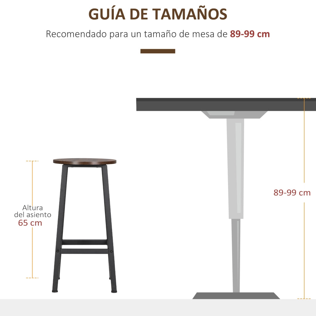Sgabelli da Cucina ¨C Zephmum ¨C 2 Pezzi, Melamina, Acciaio, Marrone, 65 cm