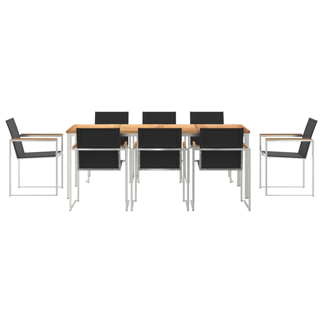 Set da pranzo da giardino  in legno massello di teak, 9 pezzi