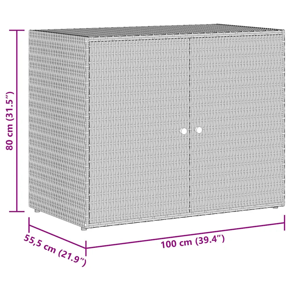 Mobiletto da giardino nero 100x55,5x80 cm in polyrattan 319868