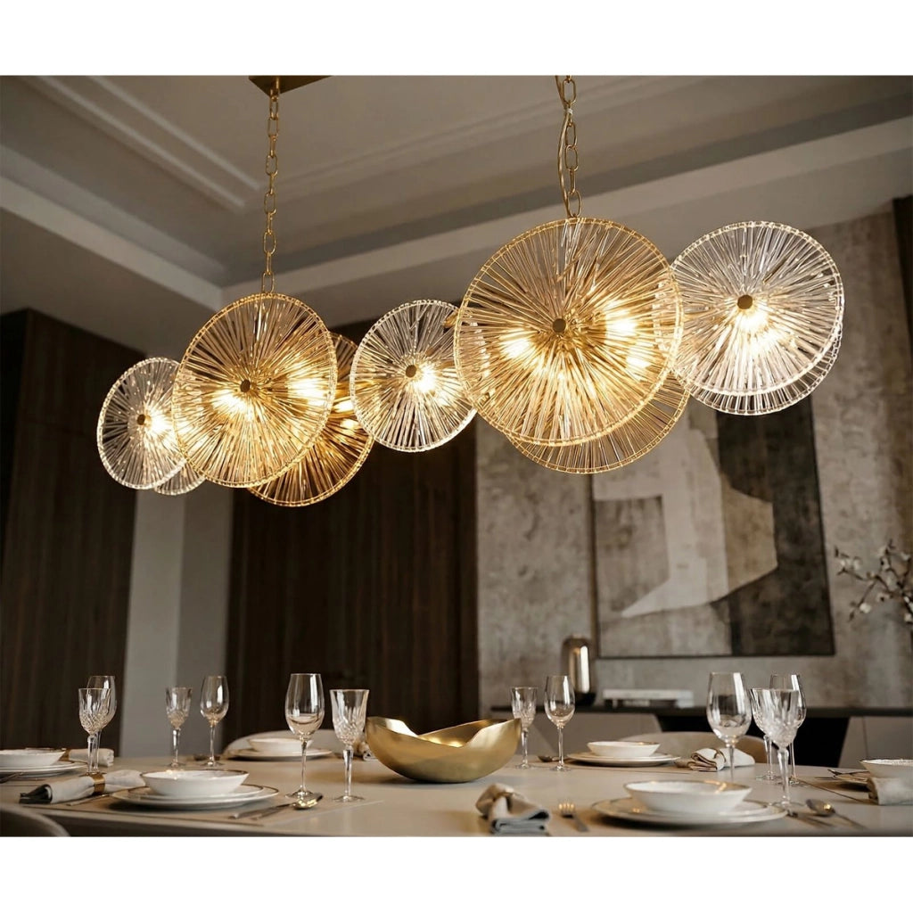 Lampada a Sospensione VKH917, Marrone, Vetro, 100x23x28 cm
