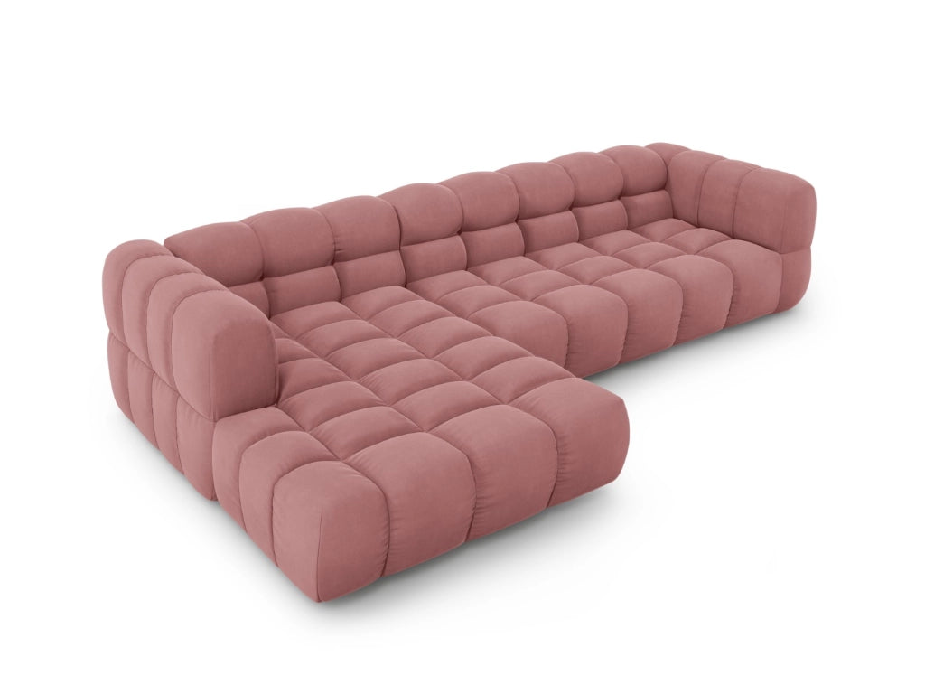Cosmopolitan Design - Divano angolare modulare sinistro "Sky" 4 posti in velluto salmone 