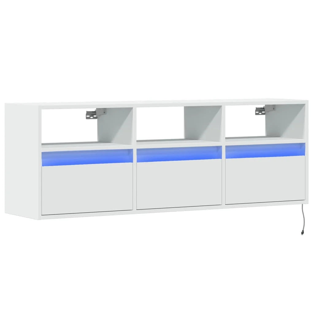 Mobile TV multimediale scaffale TV credenza mobile TV sala da pranzo soggiorno camera da letto mobile da parete con luci LED 130 x 31 x 45 cm bianco 02_0027856
