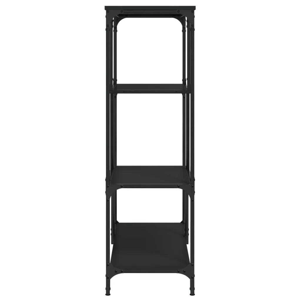 Libreria Nera 81x36x115 cm in Legno Multistrato e Acciaio 835404
