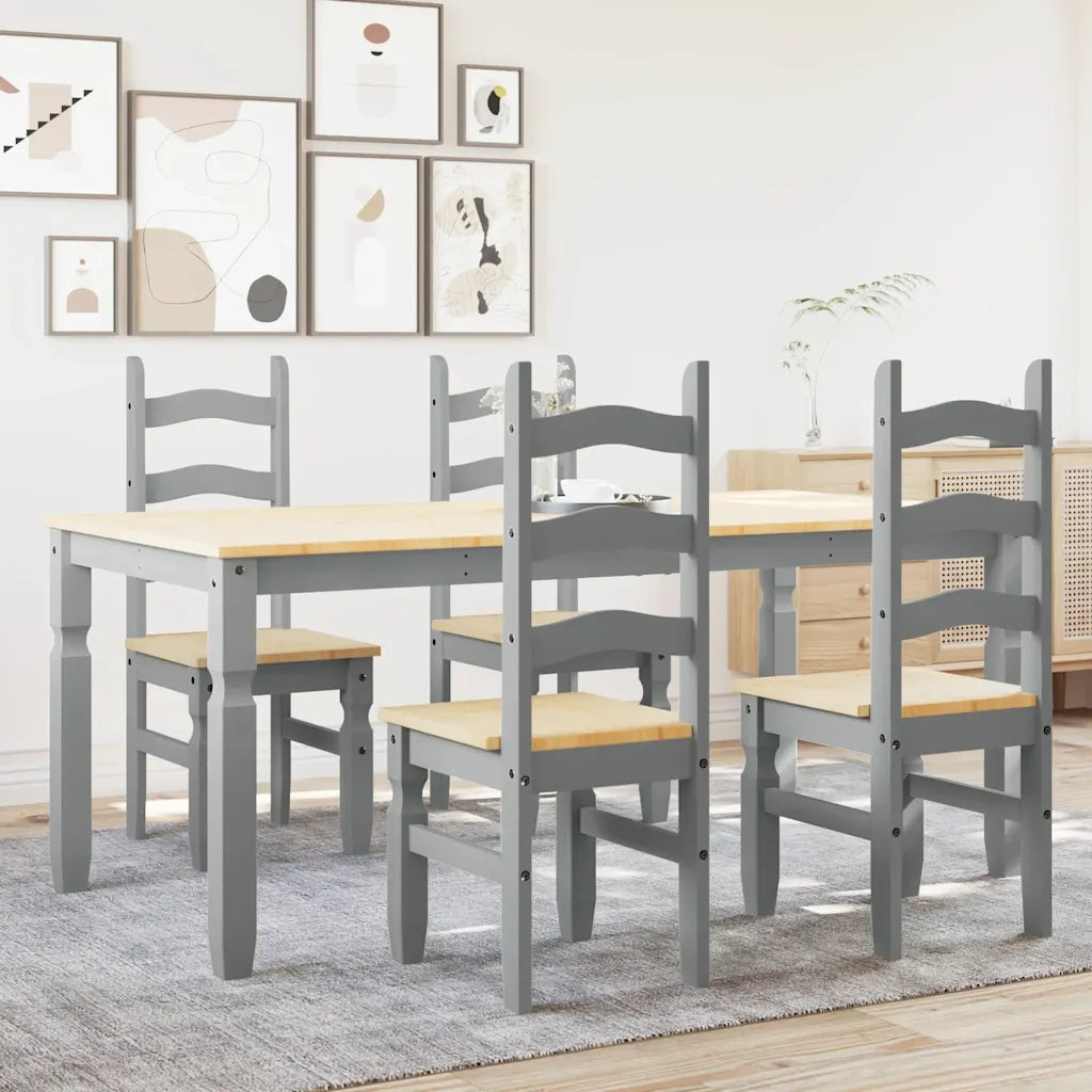 Set da Pranzo 5 pz PANAMA Grigio in Legno Massello di Pino 3345210