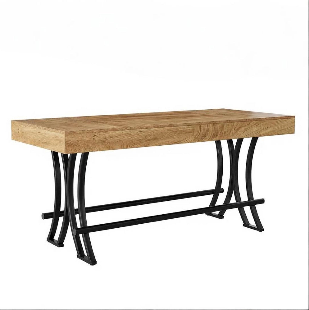 Tavolo bar 160 cm in MDF e metallo nero/marrone