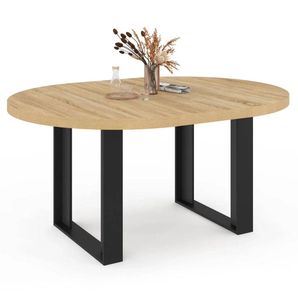 IDMarket - Mesa de comedor redonda extensible PHOENIX 4-6 personas madera y negro 110-150 cm