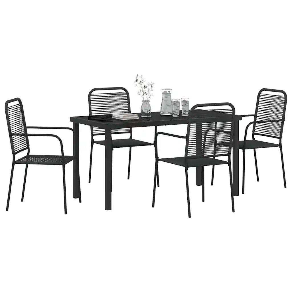 Set da Pranzo per Giardino 5 pcs Nero